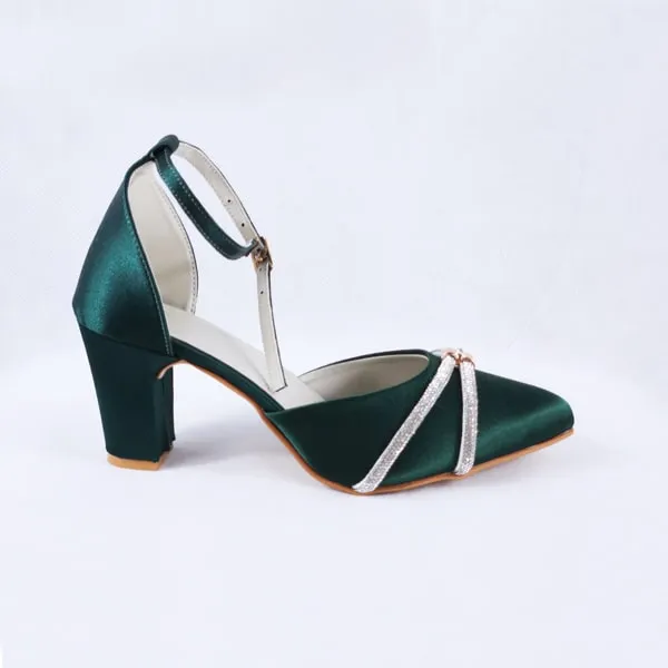 Joice Green Block Heels Pumps Heels Court Shoes