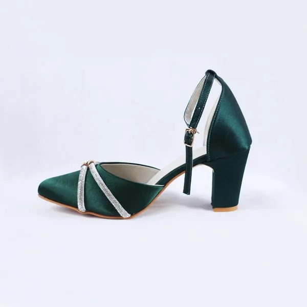 Joice Green Block Heels Pumps Heels Court Shoes