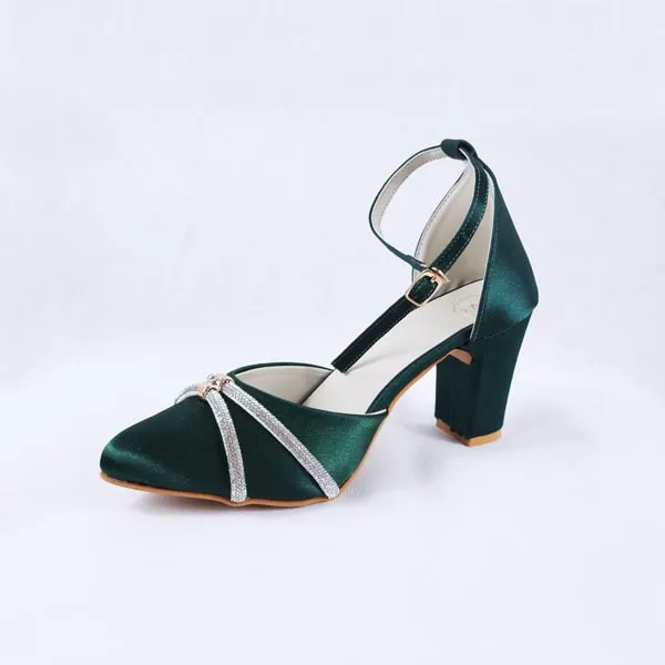Joice Green Block Heels Pumps Heels Court Shoes