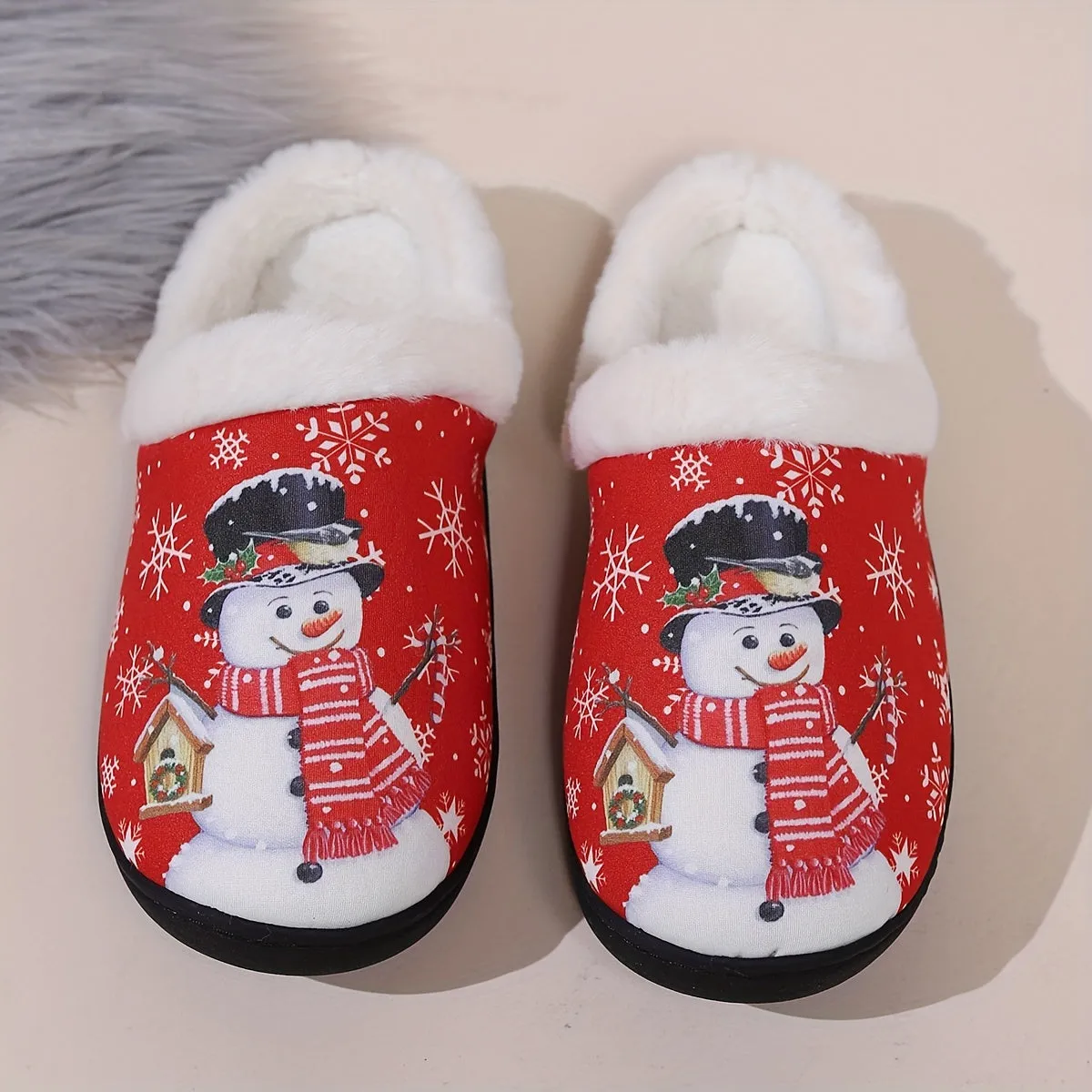 Kerstin - Cartoon Pantoffels met Kerstmanprint, Warme Antislip Thuispantoffels