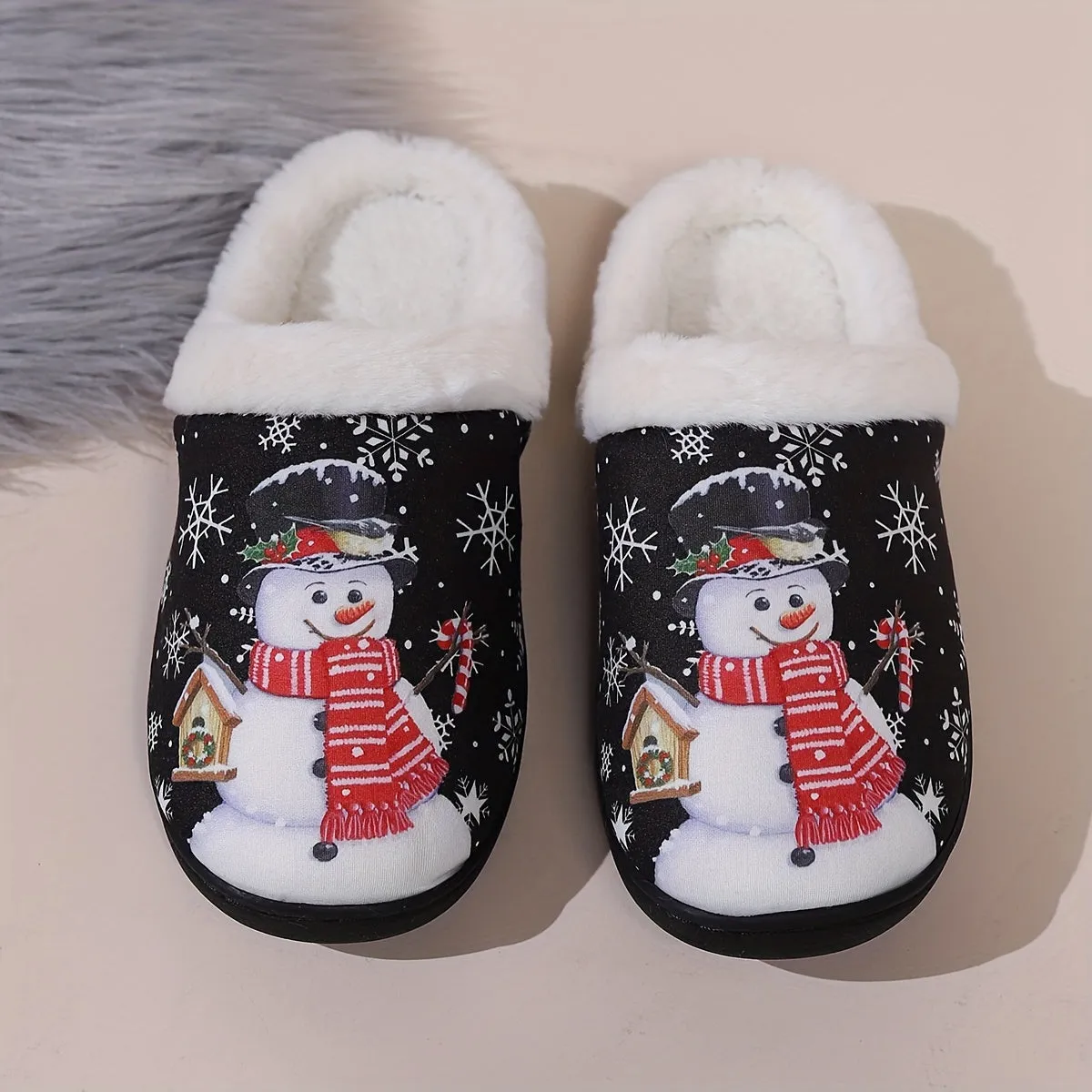 Kerstin - Cartoon Pantoffels met Kerstmanprint, Warme Antislip Thuispantoffels