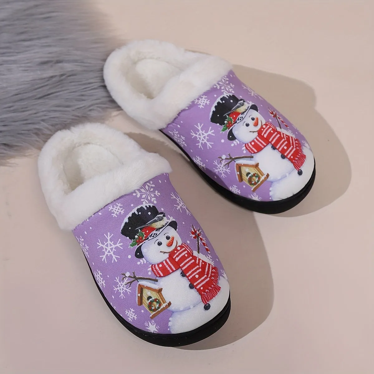 Kerstin - Cartoon Pantoffels met Kerstmanprint, Warme Antislip Thuispantoffels