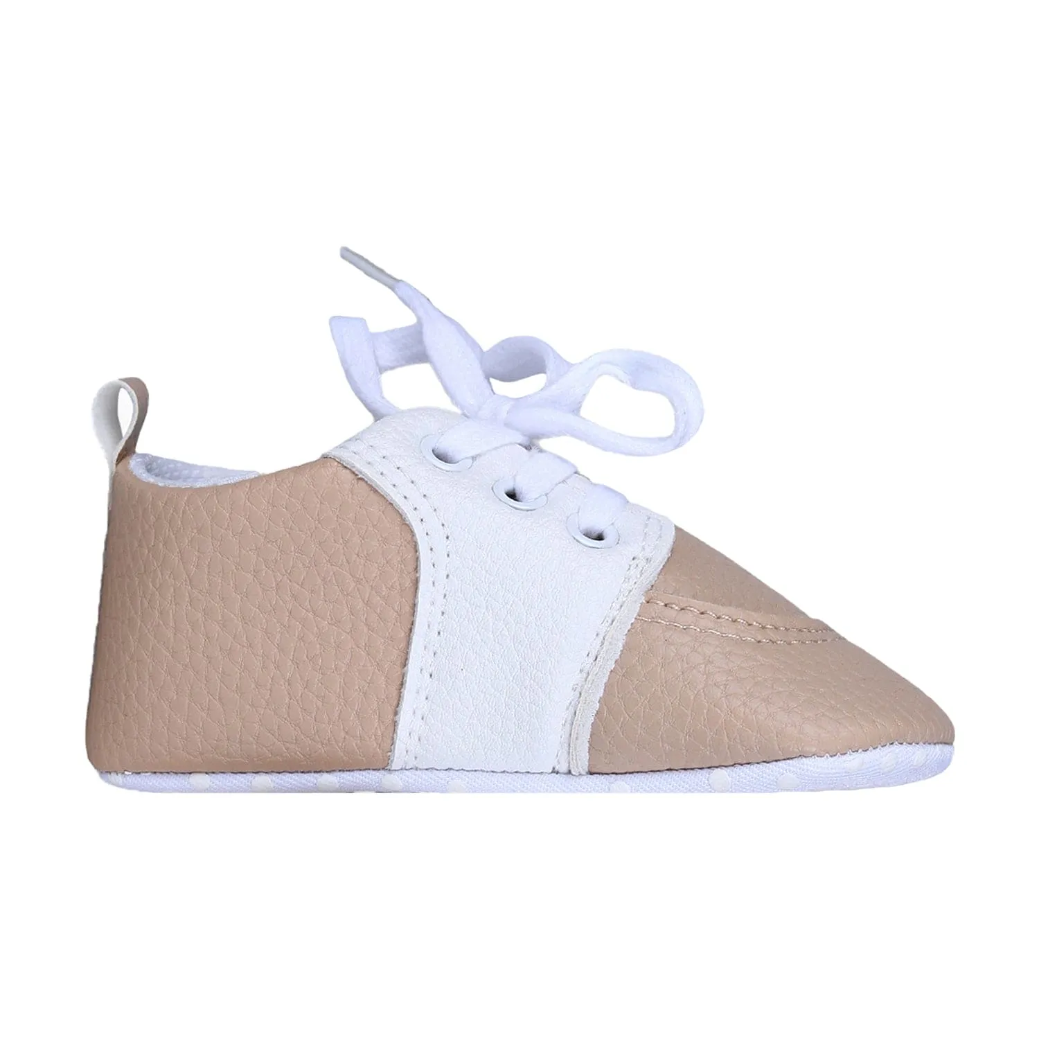 Lace-Up Stylish Leather Sneaker Shoes - Beige