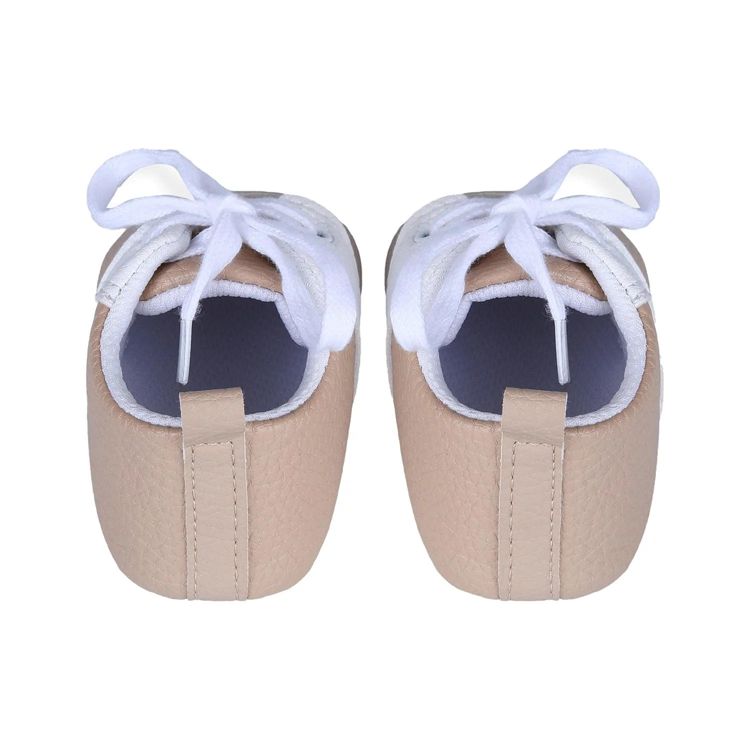 Lace-Up Stylish Leather Sneaker Shoes - Beige