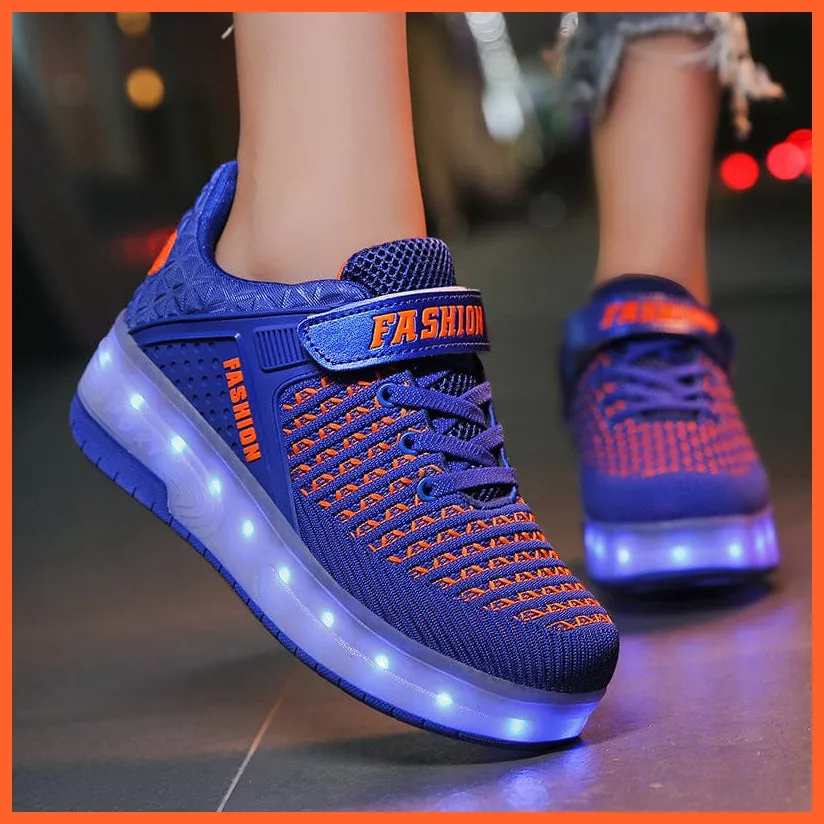 Led Sneakers With Wheels For Kids | Usb Charging Led Light Roller Skate Shoes