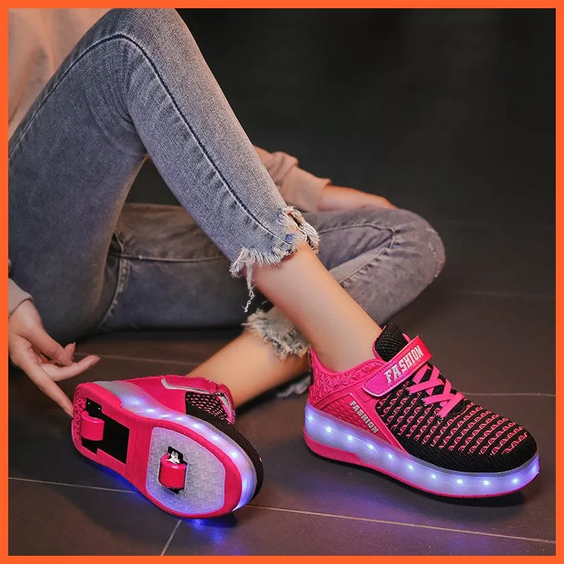 Led Sneakers With Wheels For Kids | Usb Charging Led Light Roller Skate Shoes