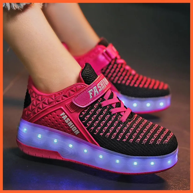 Led Sneakers With Wheels For Kids | Usb Charging Led Light Roller Skate Shoes