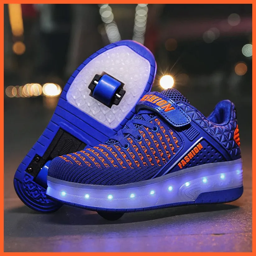 Led Sneakers With Wheels For Kids | Usb Charging Led Light Roller Skate Shoes