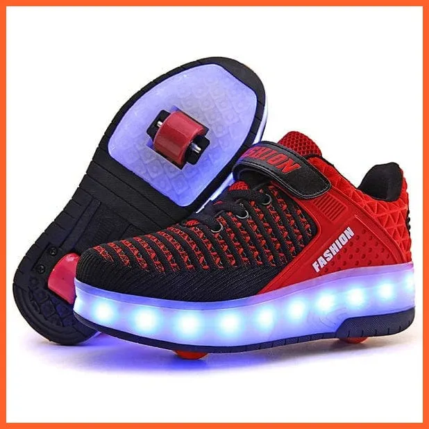 Led Sneakers With Wheels For Kids | Usb Charging Led Light Roller Skate Shoes