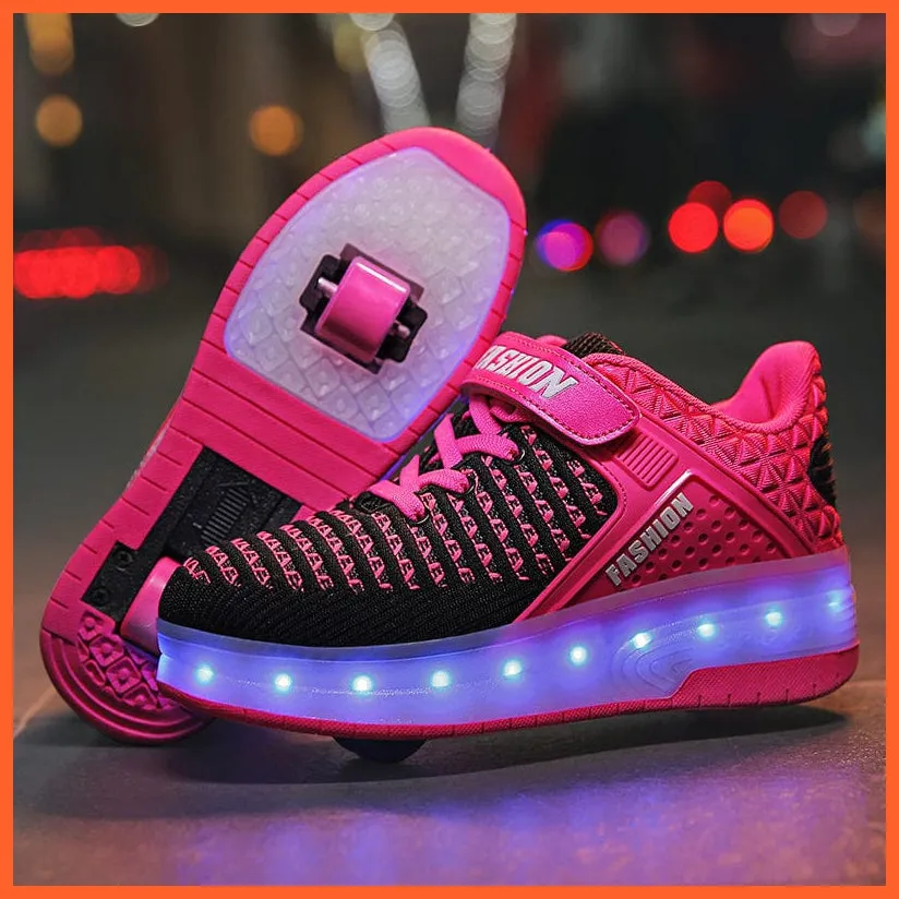 Led Sneakers With Wheels For Kids | Usb Charging Led Light Roller Skate Shoes