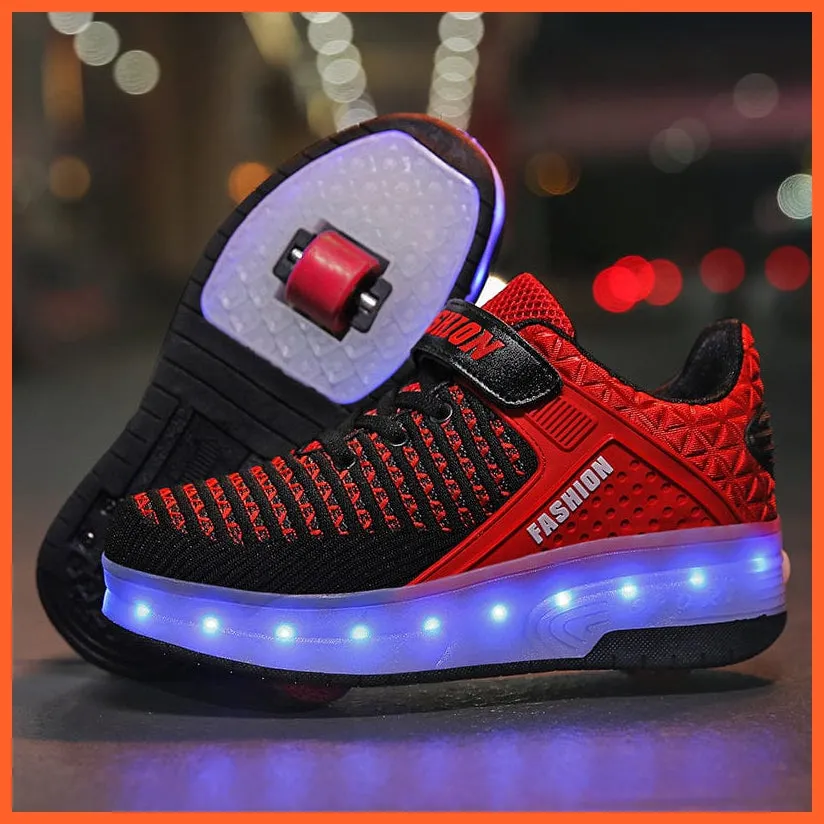 Led Sneakers With Wheels For Kids | Usb Charging Led Light Roller Skate Shoes