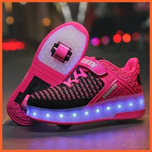 Led Sneakers With Wheels For Kids | Usb Charging Led Light Roller Skate Shoes