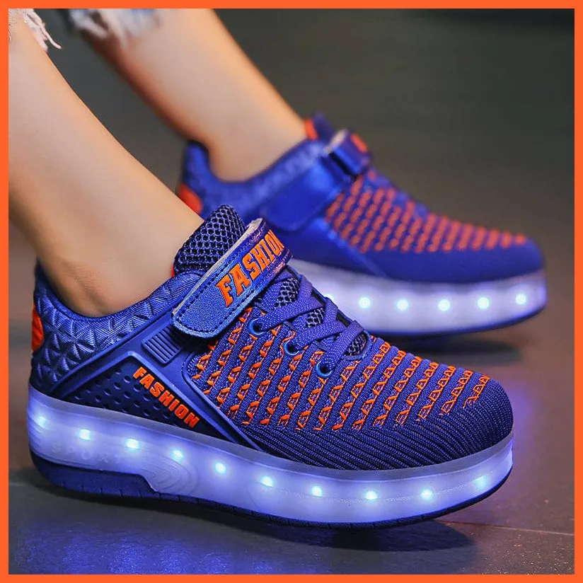 Led Sneakers With Wheels For Kids | Usb Charging Led Light Roller Skate Shoes