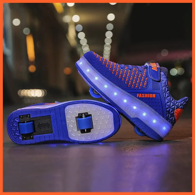 Led Sneakers With Wheels For Kids | Usb Charging Led Light Roller Skate Shoes