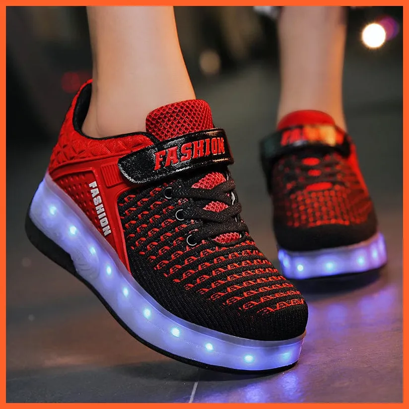 Led Sneakers With Wheels For Kids | Usb Charging Led Light Roller Skate Shoes