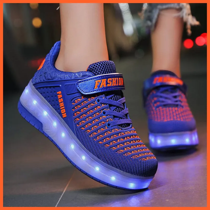 Led Sneakers With Wheels For Kids | Usb Charging Led Light Roller Skate Shoes