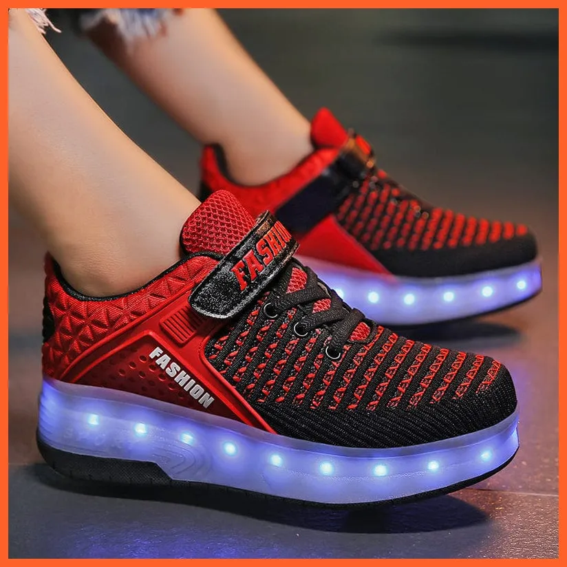 Led Sneakers With Wheels For Kids | Usb Charging Led Light Roller Skate Shoes