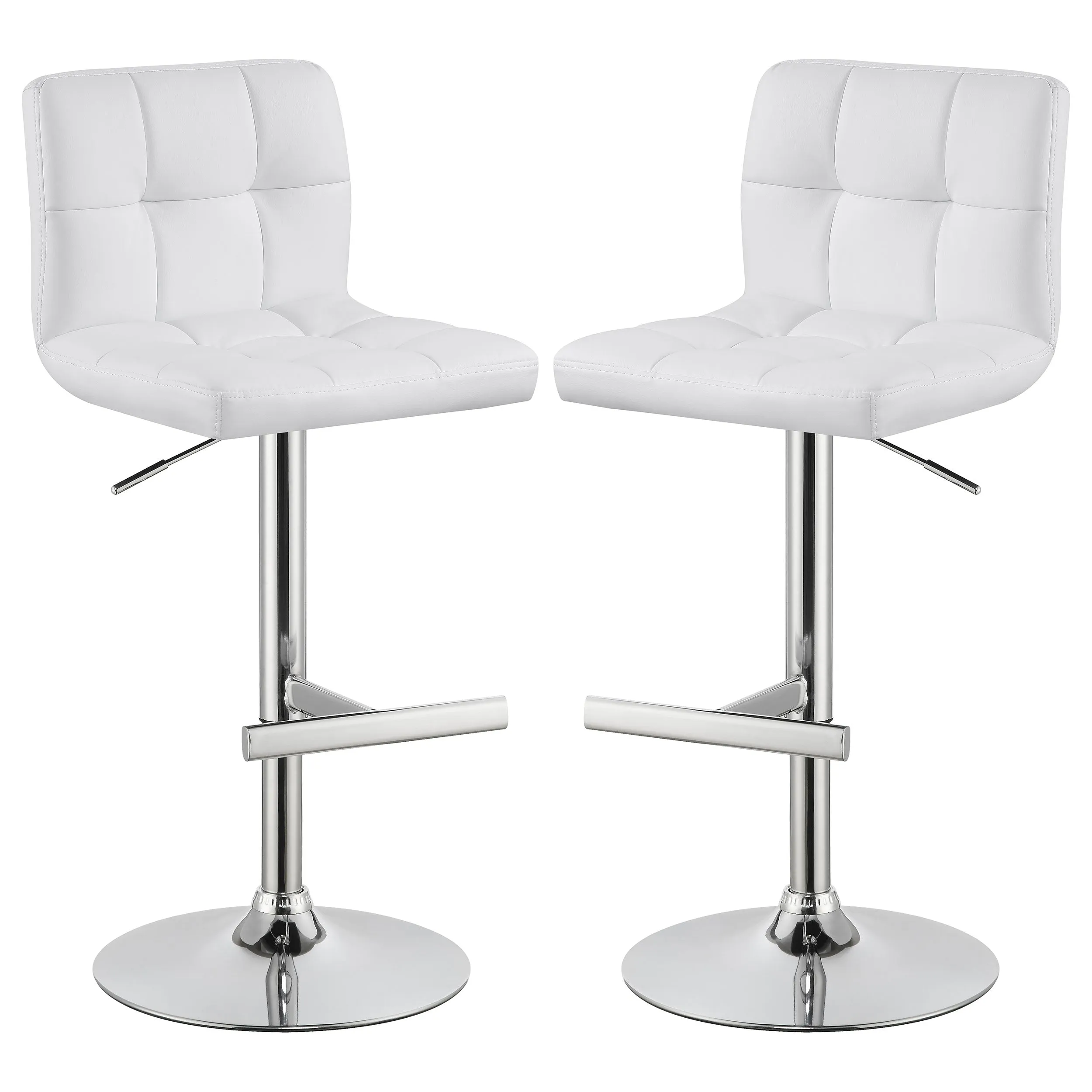 Lenny Upholstered Adjustable Bar Stool White (Set of 2)