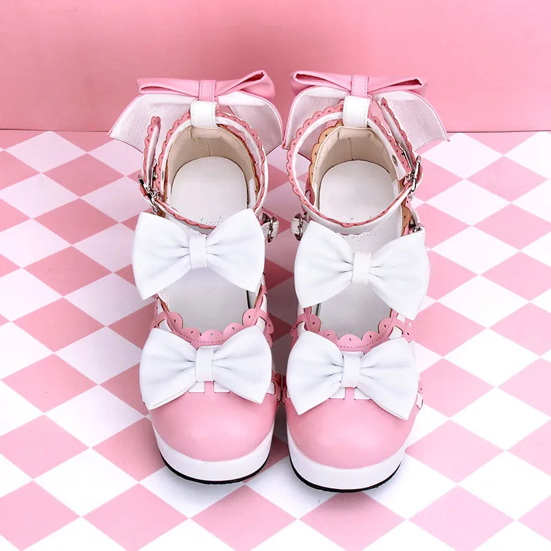 Lolita Chunky Heel Shoes with Butterfly Bow