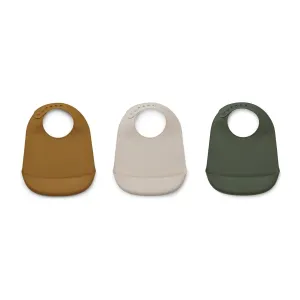 Maru Silicone Bib 3 Pack - Hunter green multi mix