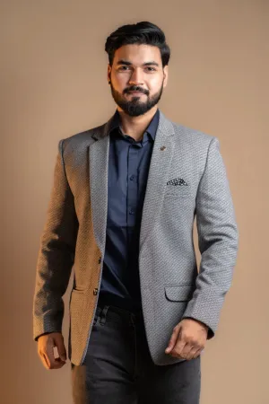 Men's Classic Dark Grey Patterned Blazer