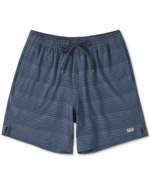 MEN'S SAXX OH BOUY 2N1 STRETCH SWIM VOLLEY 7" WITH LINER | DARK INK / DEEP NAVY STRIPE