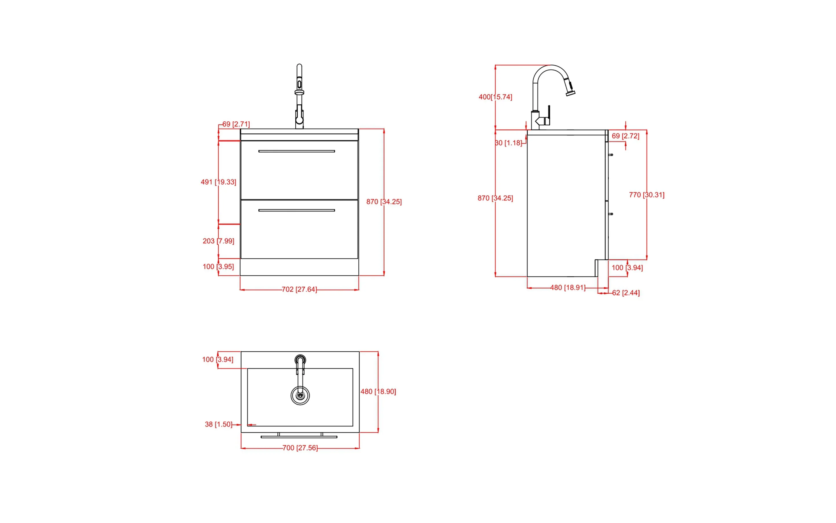 Metro All-In-One 28 inch Laundry Utility Sink and Cabinet