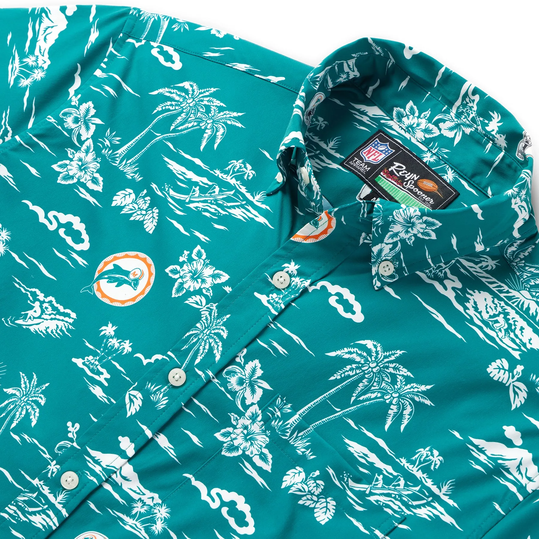 MIAMI DOLPHINS THROWBACK PERFORMANCE BUTTON FRONT