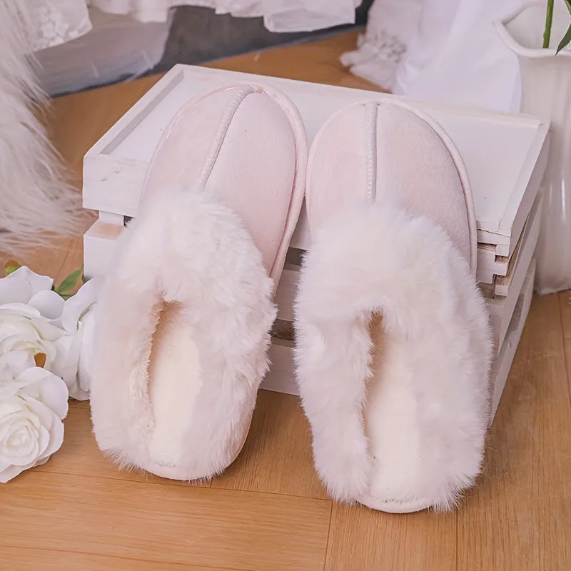 Mila – Warme Pantoffels, Pluizige Platte Schoenen met Gesloten Teen en Antislipzool
