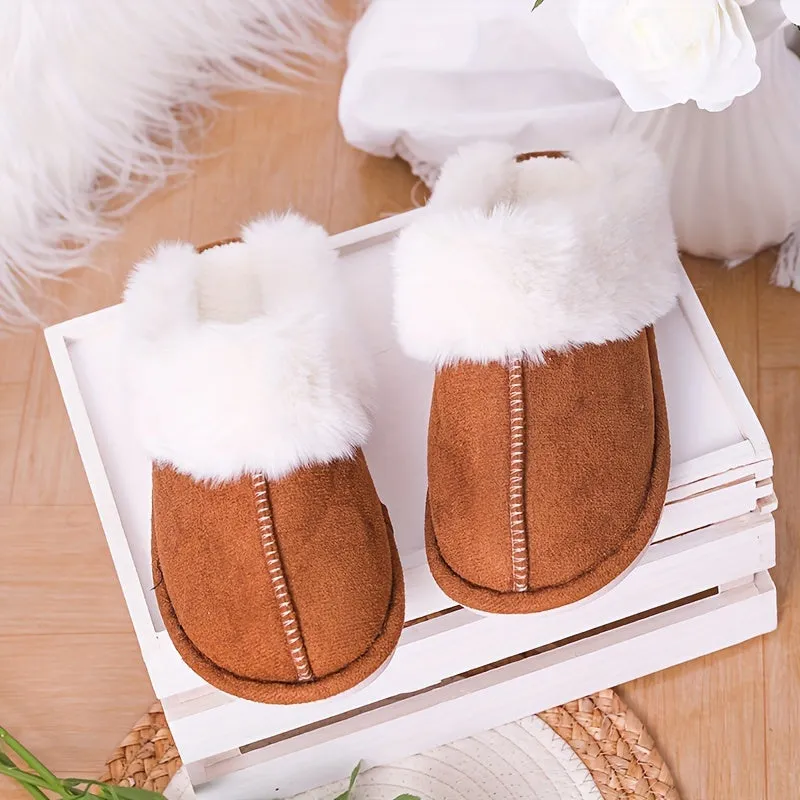 Mila – Warme Pantoffels, Pluizige Platte Schoenen met Gesloten Teen en Antislipzool