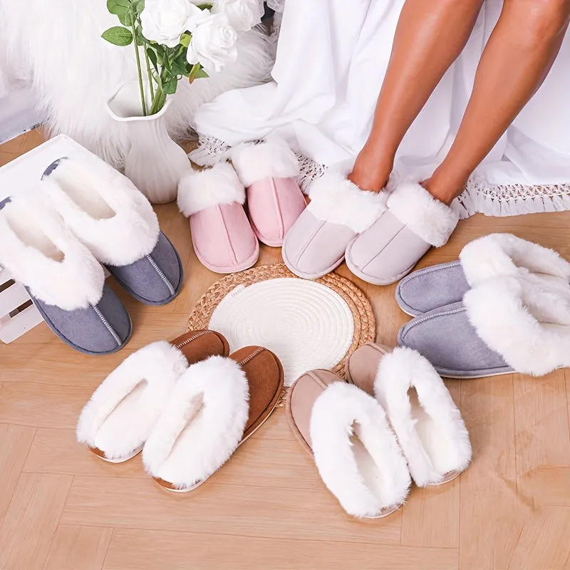 Mila – Warme Pantoffels, Pluizige Platte Schoenen met Gesloten Teen en Antislipzool