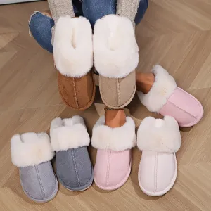 Mila – Warme Pantoffels, Pluizige Platte Schoenen met Gesloten Teen en Antislipzool