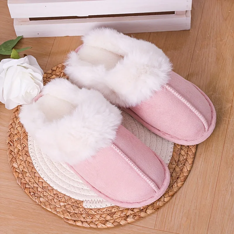 Mila – Warme Pantoffels, Pluizige Platte Schoenen met Gesloten Teen en Antislipzool