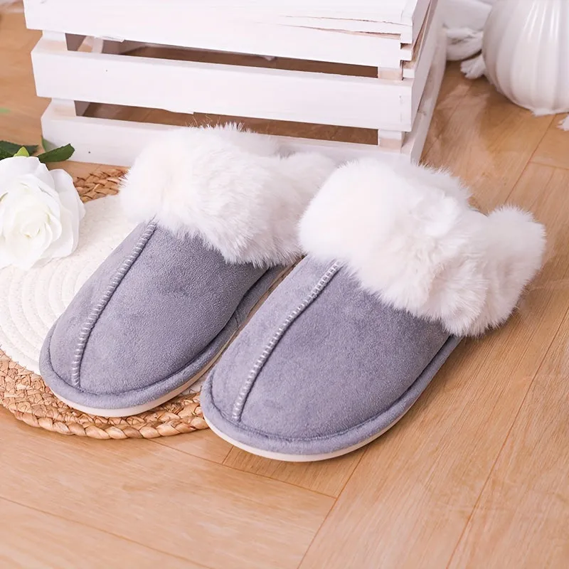 Mila – Warme Pantoffels, Pluizige Platte Schoenen met Gesloten Teen en Antislipzool