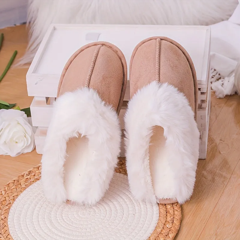 Mila – Warme Pantoffels, Pluizige Platte Schoenen met Gesloten Teen en Antislipzool