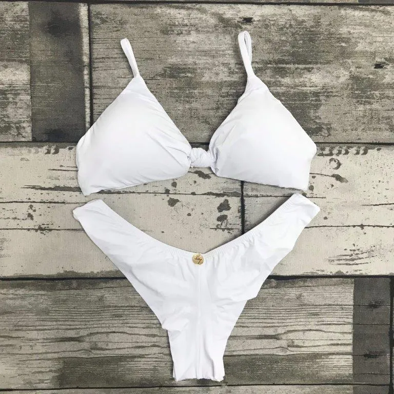 Moana Bikini Set - Knot Top - White