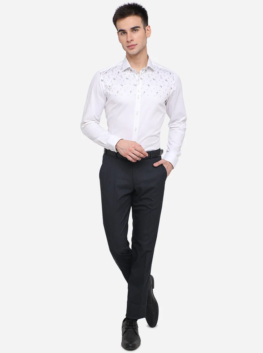 Navy Blue Checked Super Slim Fit Formal Trouser | JadeBlue