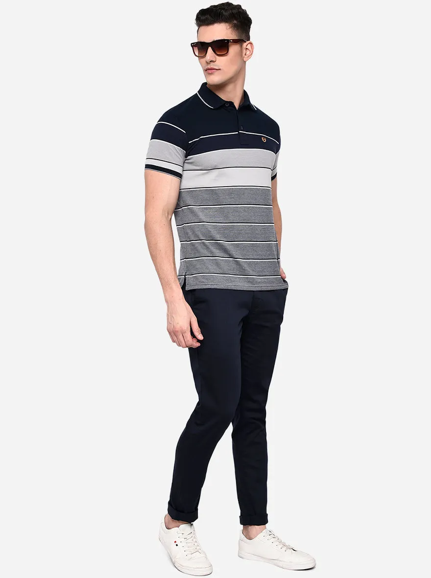 Navy Blue Solid Neo Fit Casual Trouser | Greenfibre