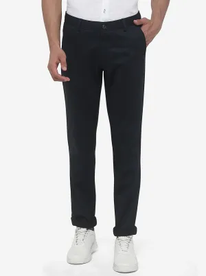 Navy Blue Solid Slim Fit Club Wear Trouser | JB Studio