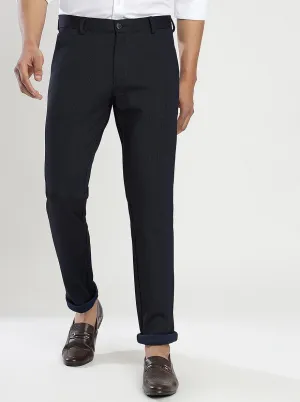 Navy Blue Solid Slim Fit Club Wear Trouser | JB Studio