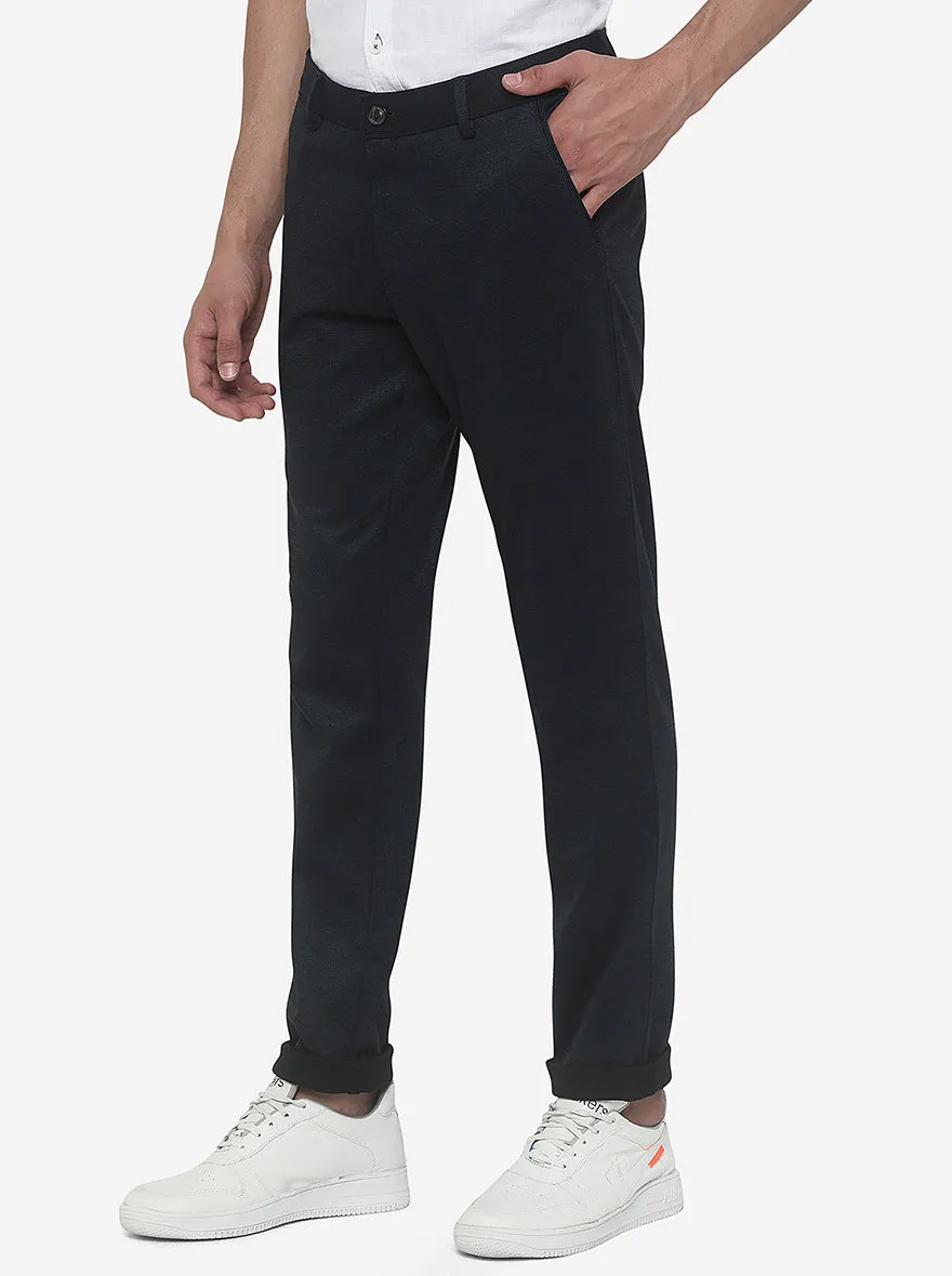 Navy Blue Solid Slim Fit Club Wear Trouser | JB Studio