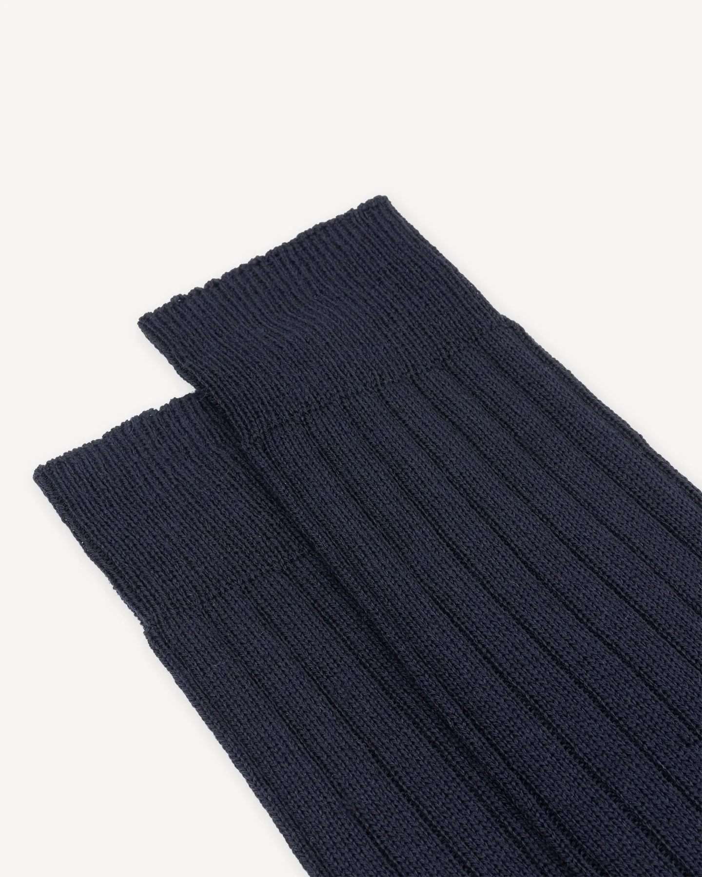 Navy Wide Rib Wool Socks