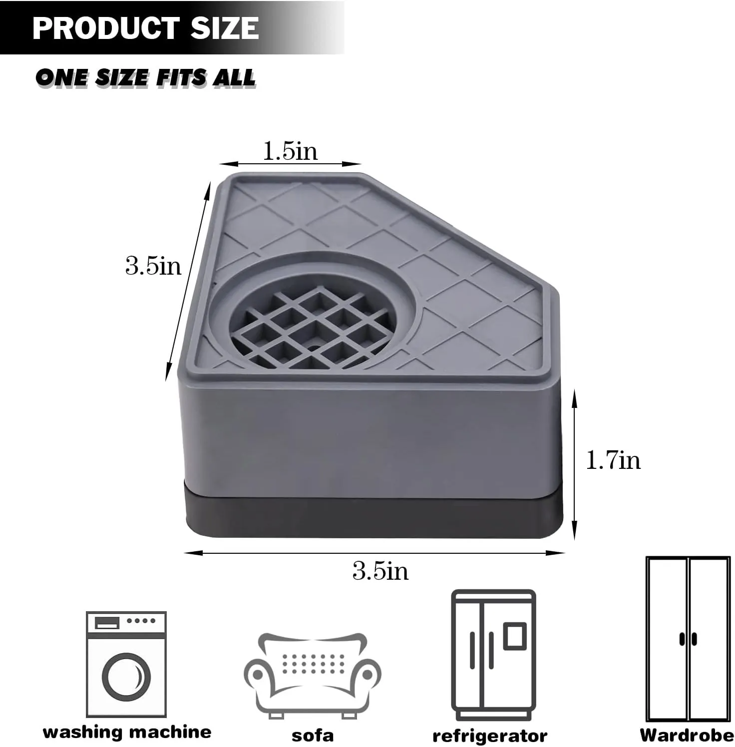 New Anti Vibration Pads for Washing Machine,4 Pcs Rubber Washer and Dryer Machine Feet Pads Anti-Walk Anti Slip Mat Washing Machine Stabilizer Base Support Stopping Shaking Moving Noise Dampeners