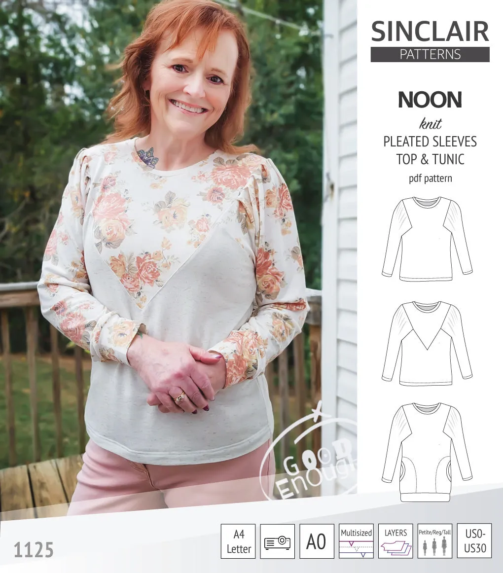 Noon pleated sleeves knit top and tunic (PDF)