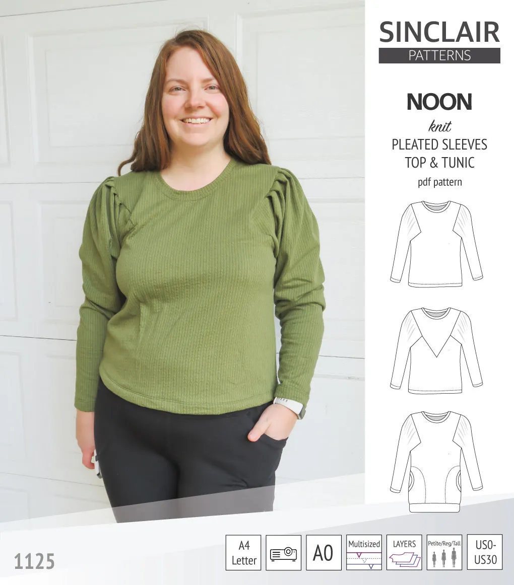 Noon pleated sleeves knit top and tunic (PDF)