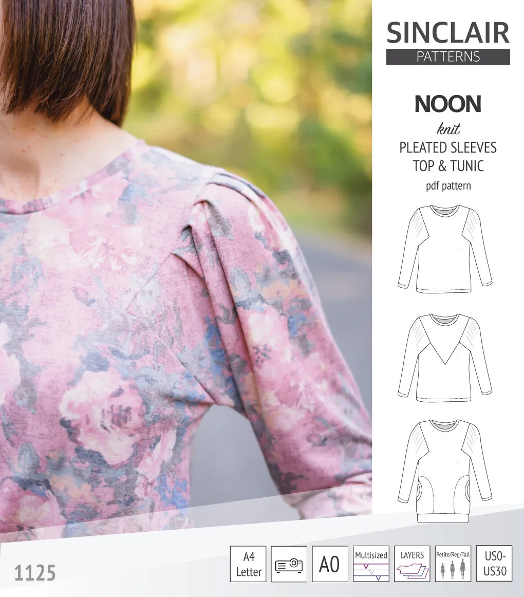 Noon pleated sleeves knit top and tunic (PDF)