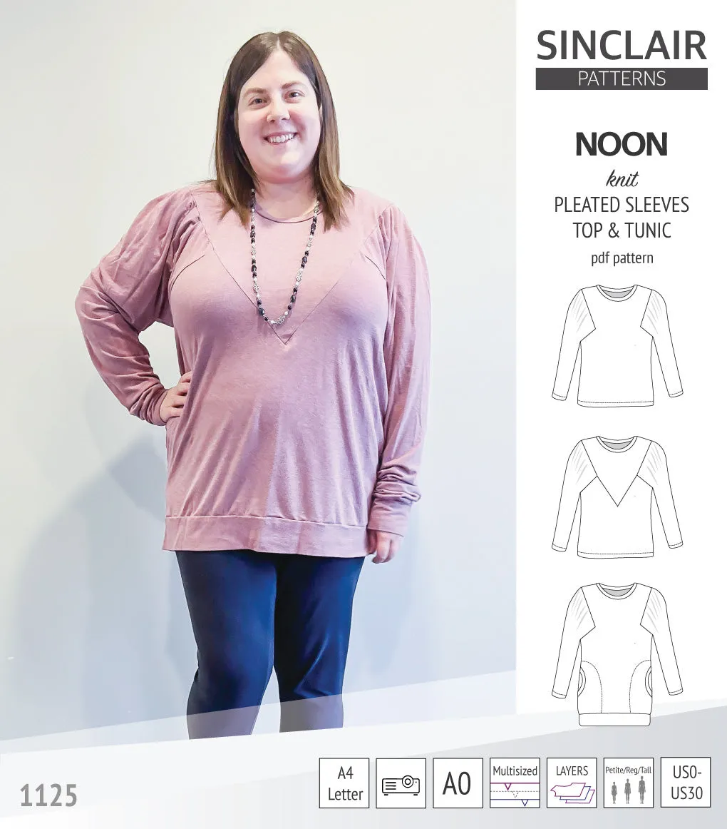 Noon pleated sleeves knit top and tunic (PDF)