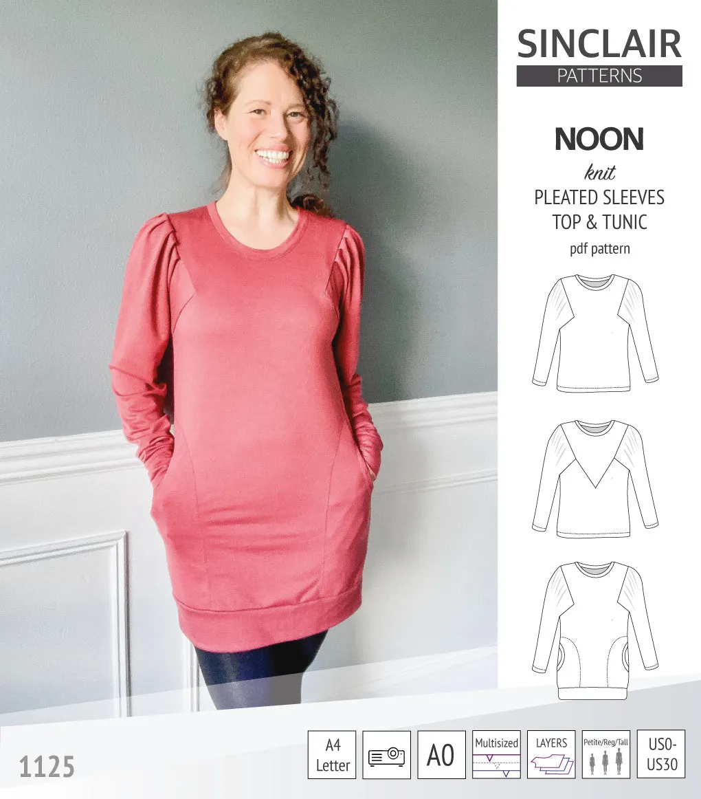 Noon pleated sleeves knit top and tunic (PDF)