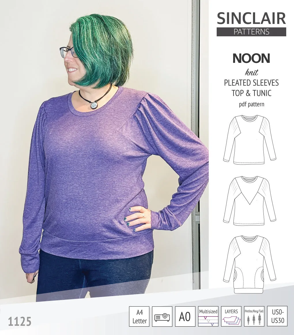 Noon pleated sleeves knit top and tunic (PDF)