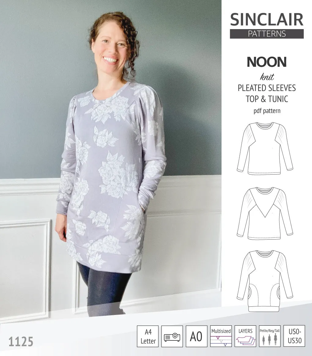 Noon pleated sleeves knit top and tunic (PDF)